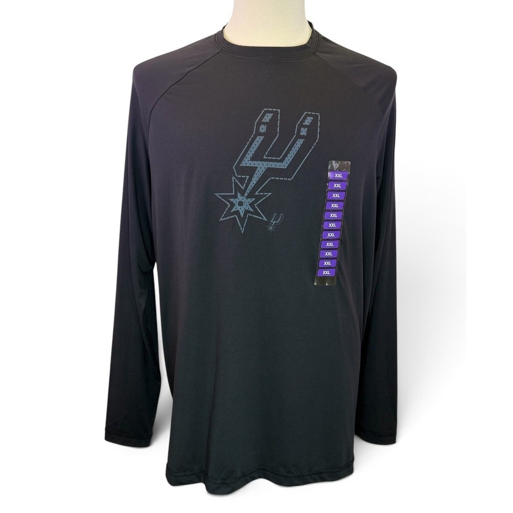 NBA San Antonio Spurs Black Regular Fit Performance Long Sleeve Mens Size 2XL